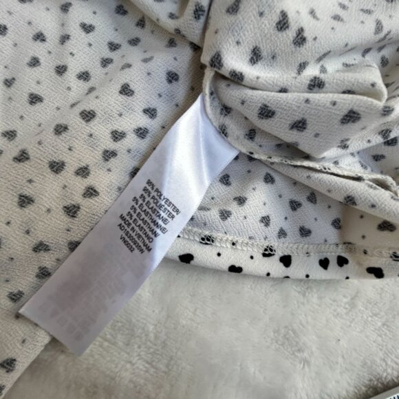 Adrianna Papell Womens White Black Heart Print 3/4 Sleeve Blouse Top 2X NWOT - Picture 4 of 8